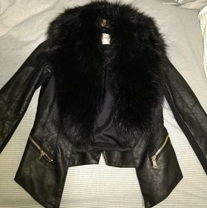 River Island faux leather and fur jacket